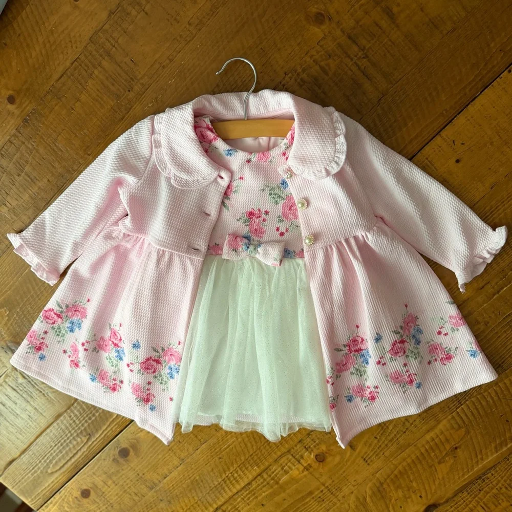 Pink Baby Girl Coat and Dress Outfit 12 months - Picture 5 of 14